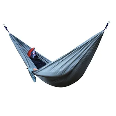 HULIANFU Single Double Hammock Adult Outdoor Backpacking Travel Survival Hunting Sleeping Bed Portable With 2 Straps 2 Carabiner