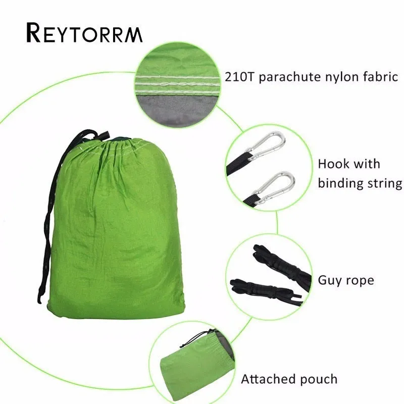HULIANFU Single Double Hammock Adult Outdoor Backpacking Travel Survival Hunting Sleeping Bed Portable With 2 Straps 2 Carabiner