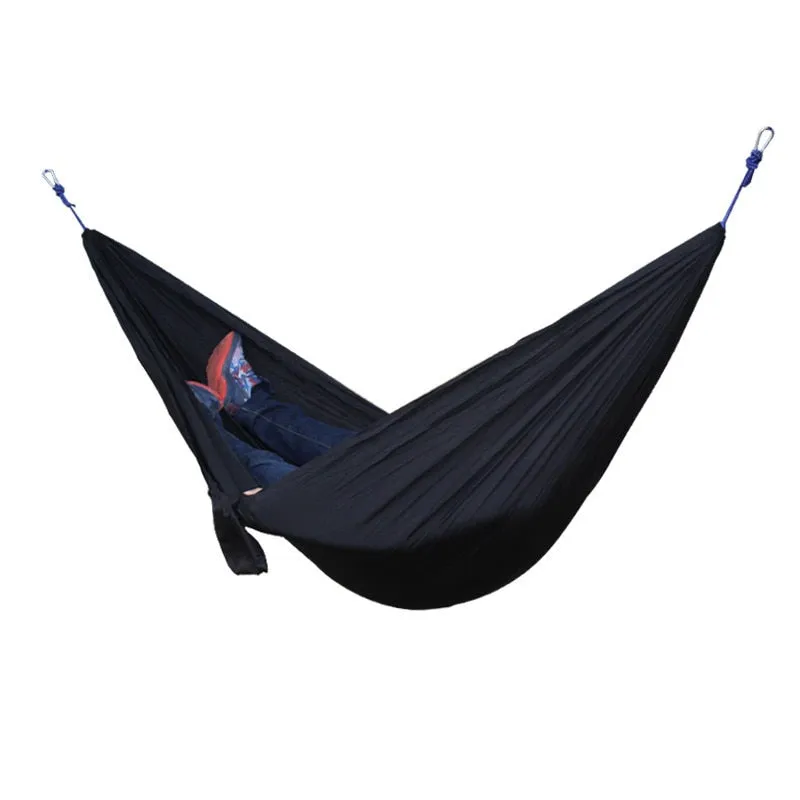HULIANFU Single Double Hammock Adult Outdoor Backpacking Travel Survival Hunting Sleeping Bed Portable With 2 Straps 2 Carabiner