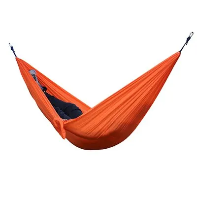 HULIANFU Single Double Hammock Adult Outdoor Backpacking Travel Survival Hunting Sleeping Bed Portable With 2 Straps 2 Carabiner