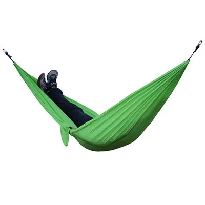 HULIANFU Single Double Hammock Adult Outdoor Backpacking Travel Survival Hunting Sleeping Bed Portable With 2 Straps 2 Carabiner