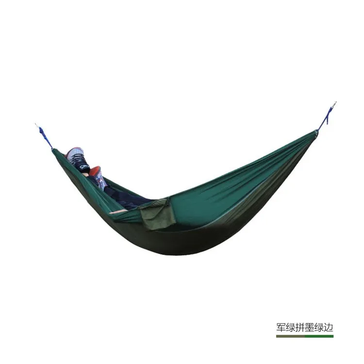 HULIANFU Single Double Hammock Adult Outdoor Backpacking Travel Survival Hunting Sleeping Bed Portable With 2 Straps 2 Carabiner