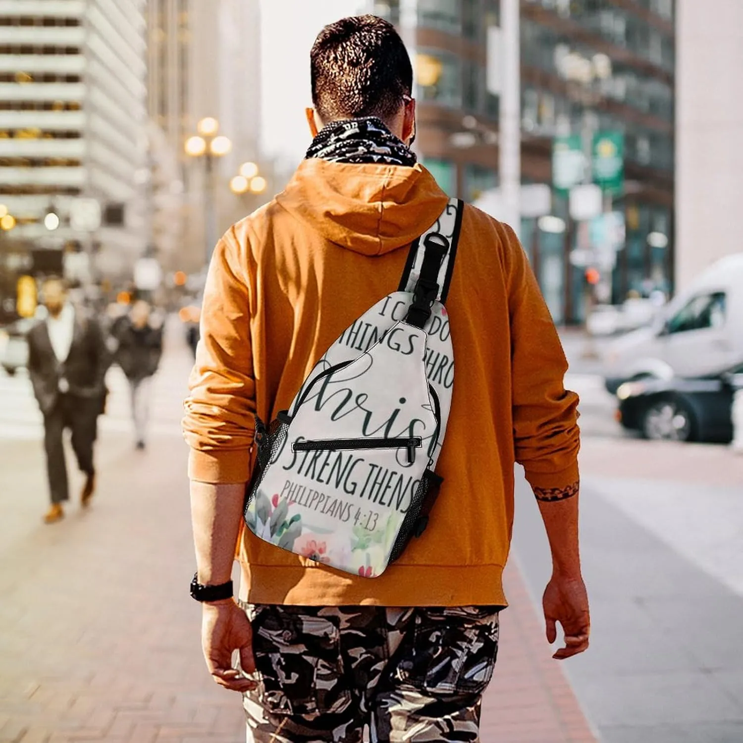 I Can Do All Things through Christ Philippians Bible Verse Durable And Adjustable Chest Bag There Are Pockets on The Outside for Unisex