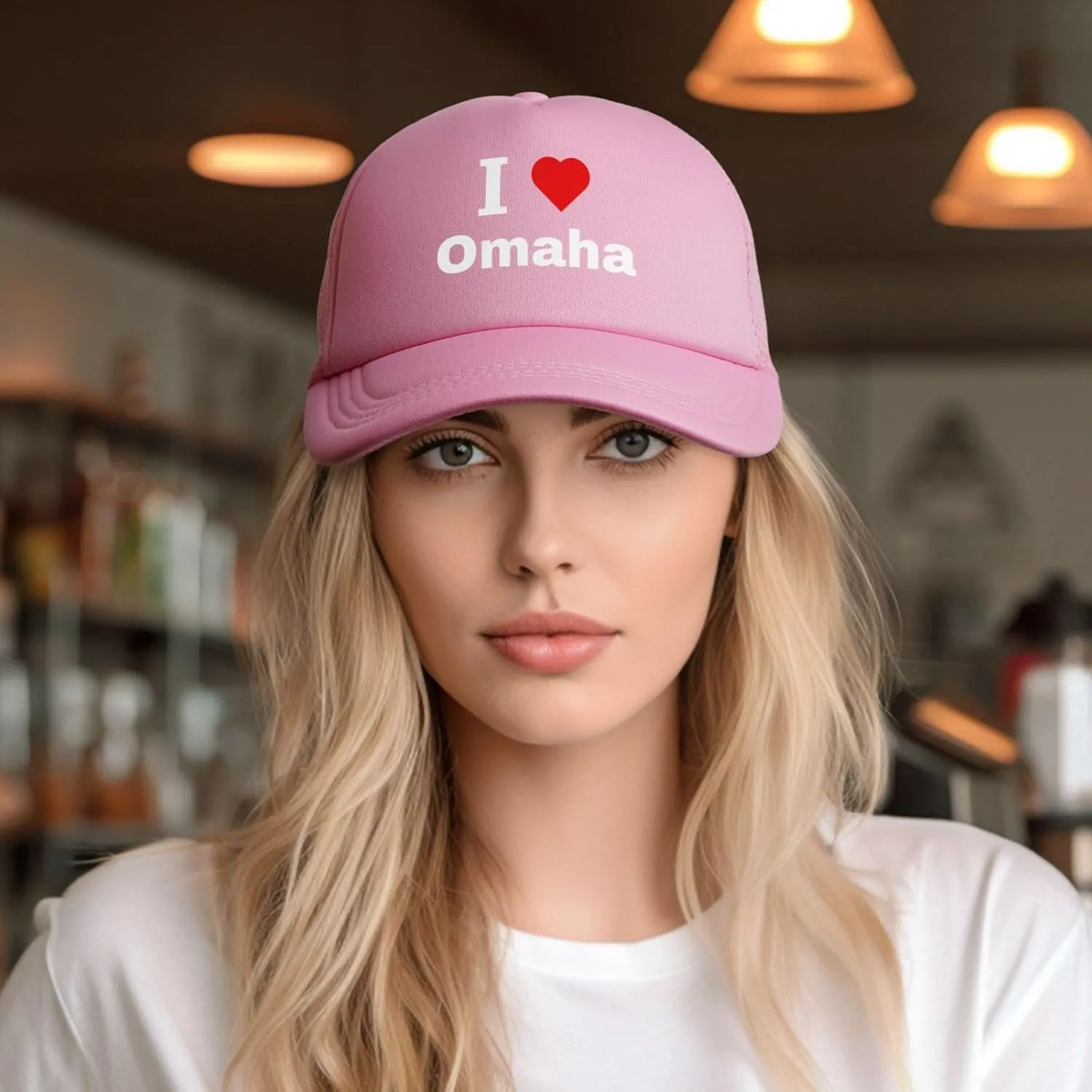 I Love Omaha Baseball Cap for Men Women Snapback Adjustable Mesh Back Hat