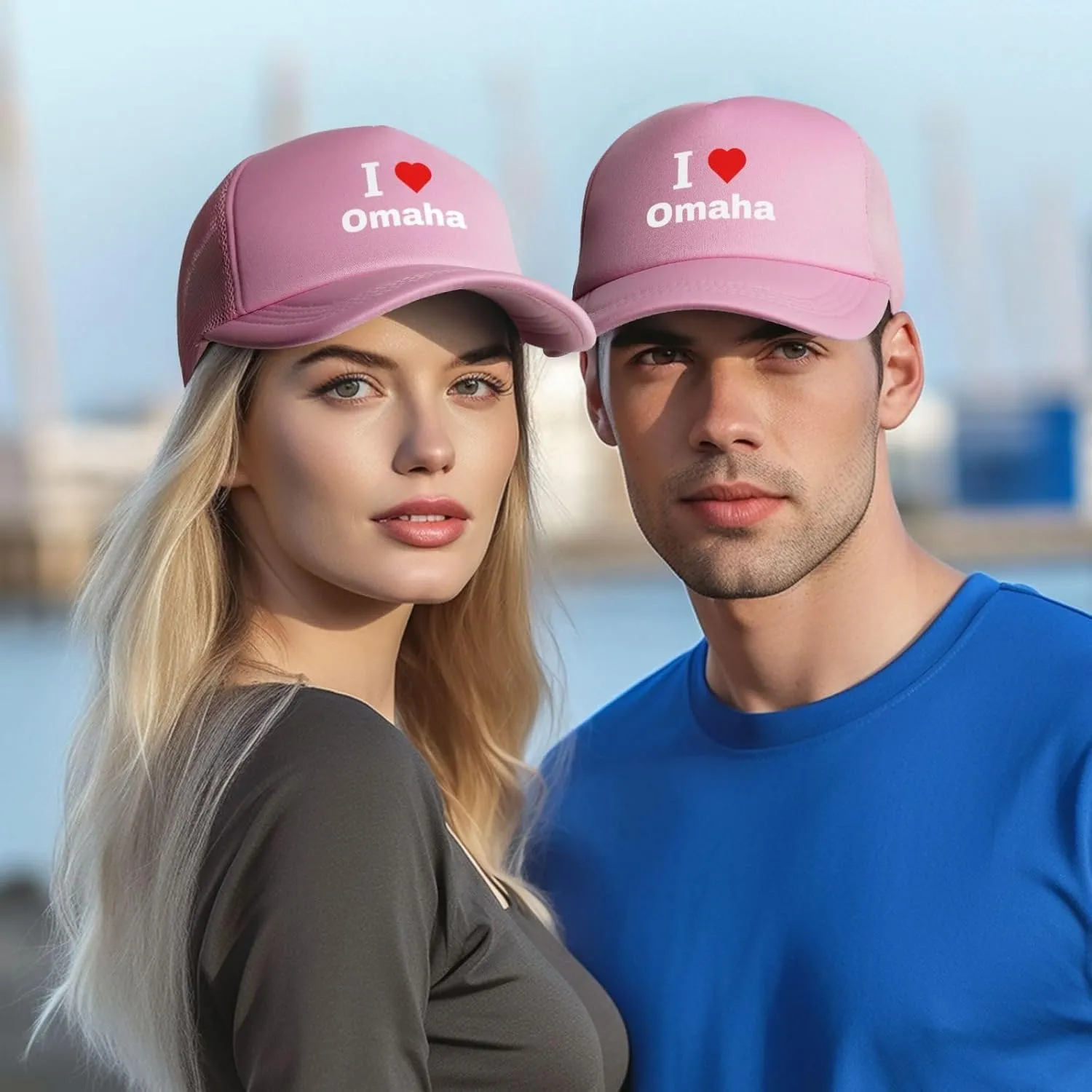 I Love Omaha Baseball Cap for Men Women Snapback Adjustable Mesh Back Hat