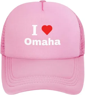 I Love Omaha Baseball Cap for Men Women Snapback Adjustable Mesh Back Hat