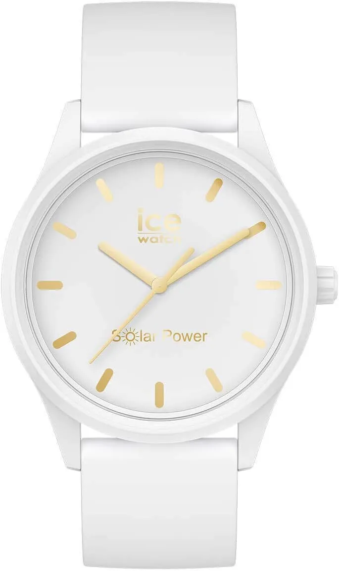 ICE-Watch - Ice Solar Power White Gold - Weiße Damenuhr mit Silikonarmband