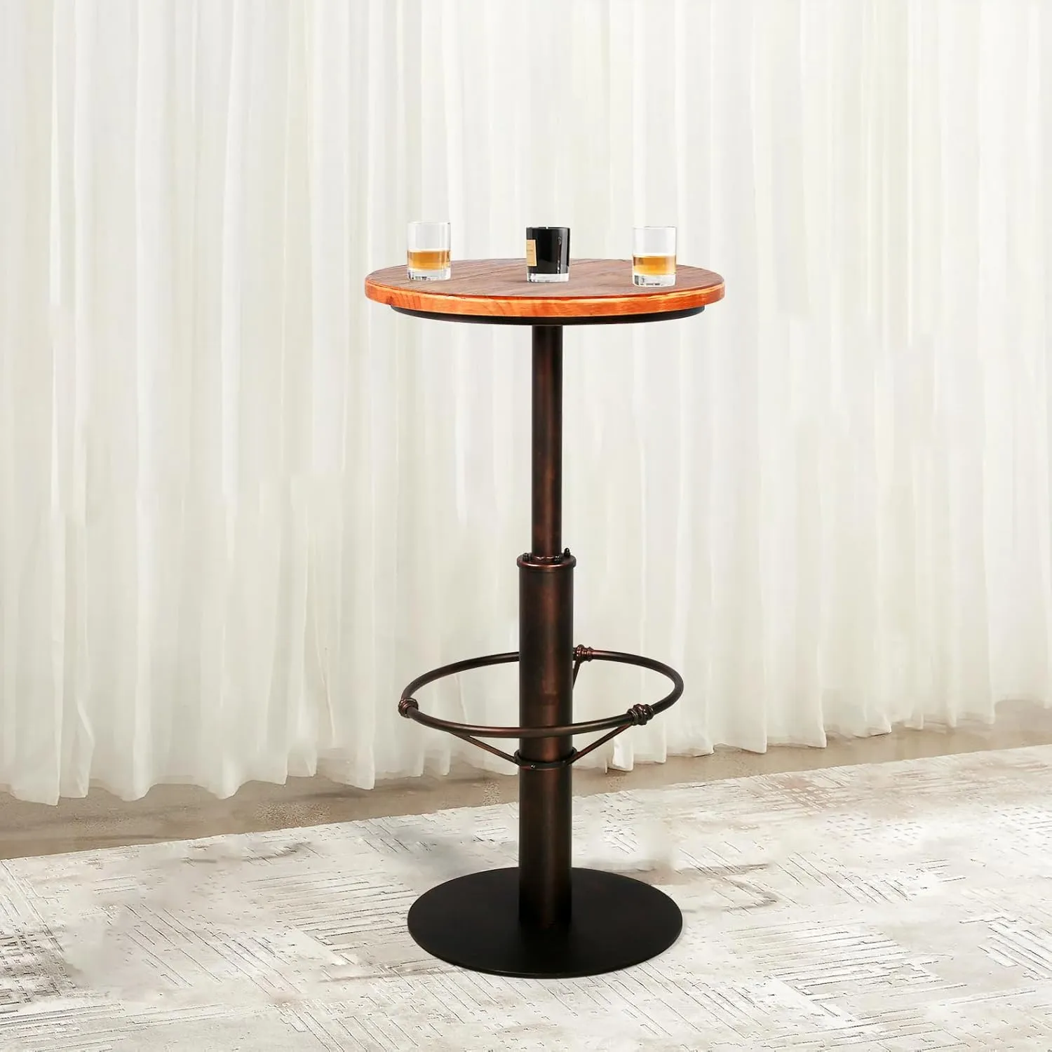 Industrial High Pub Table 42inch Vintage Bar Dinner Table for Home Kitchen Farmhouse Round Coffee Table Rustic Cocktail Table for Parties (Copper)