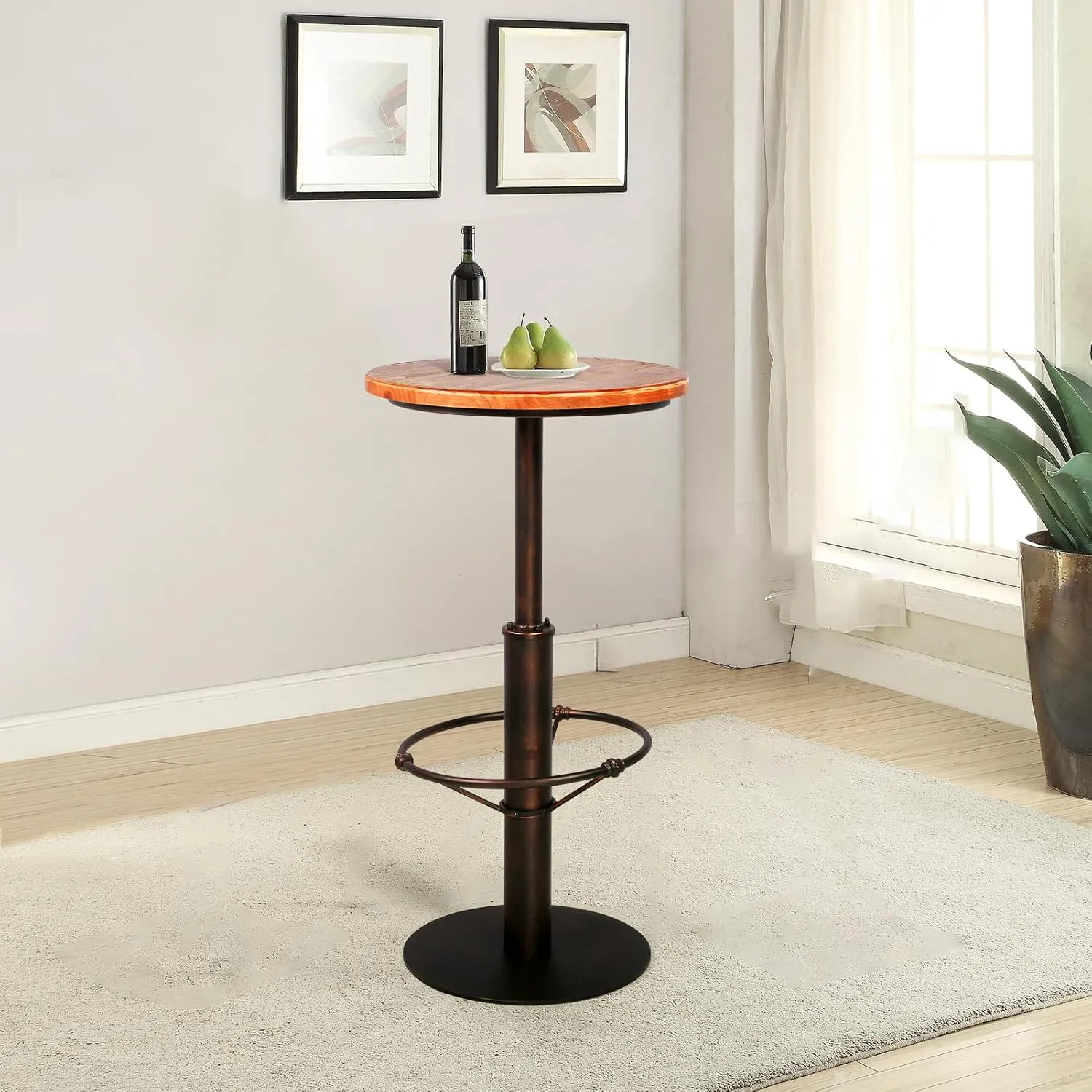 Industrial High Pub Table 42inch Vintage Bar Dinner Table for Home Kitchen Farmhouse Round Coffee Table Rustic Cocktail Table for Parties (Copper)