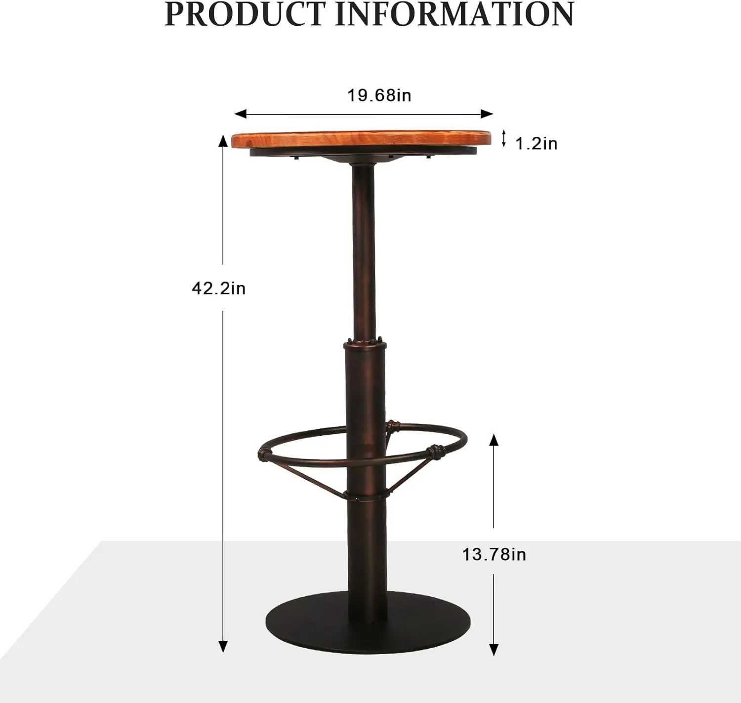 Industrial High Pub Table 42inch Vintage Bar Dinner Table for Home Kitchen Farmhouse Round Coffee Table Rustic Cocktail Table for Parties (Copper)