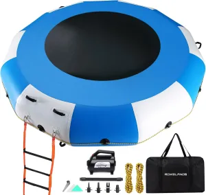 Inflatable Water Trampoline, 10FT Portable Floating Trampoline for Lake, Pool, Ocean, Swimming, Fishing, Water Hammock with Pump and Rope Ladder
