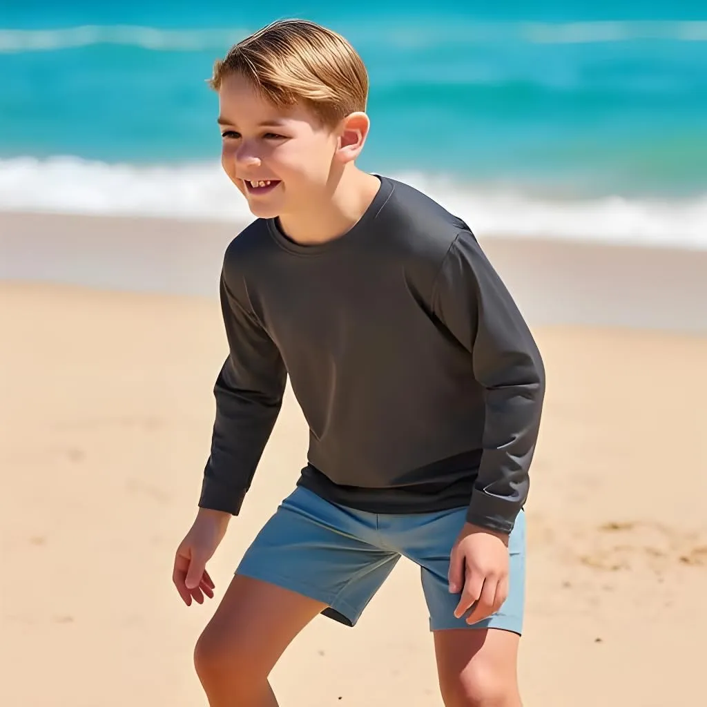 INGEAR Boys' Rash Guard UPF 50  Swim Shirt, Quick-Dry Lightweight Sun Protection for Swimming, Surfing & Beach, XS-XL