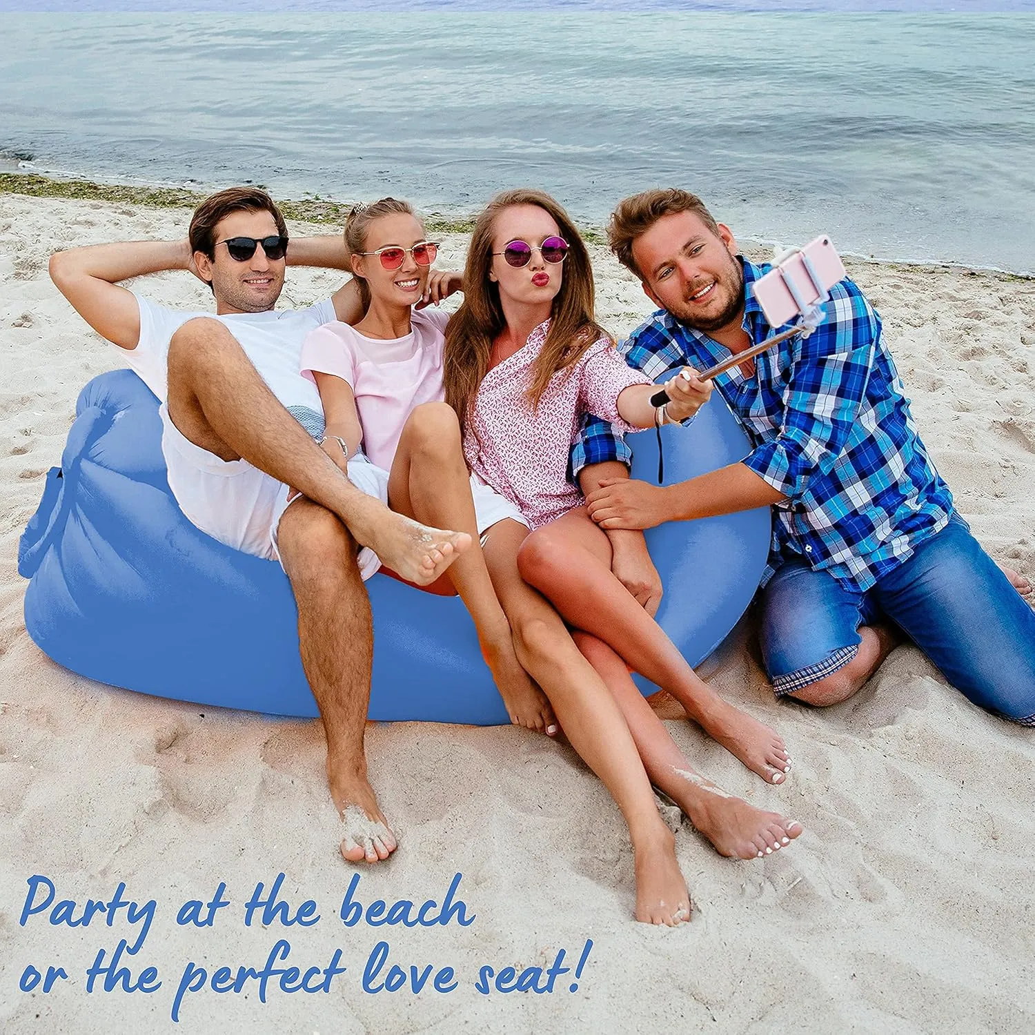 Instant Inflatable Lounger Portable Air Sofa Hammock Couch in a Pouch Lounge Chair Anti Air Leak Waterproof Relaxing Lounge Chair Perfect for Beach Parties, Outdoor Camping and Traveling