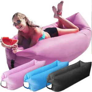 Instant Inflatable Lounger Portable Air Sofa Hammock Couch in a Pouch Lounge Chair Anti Air Leak Waterproof Relaxing Lounge Chair Perfect for Beach Parties, Outdoor Camping and Traveling