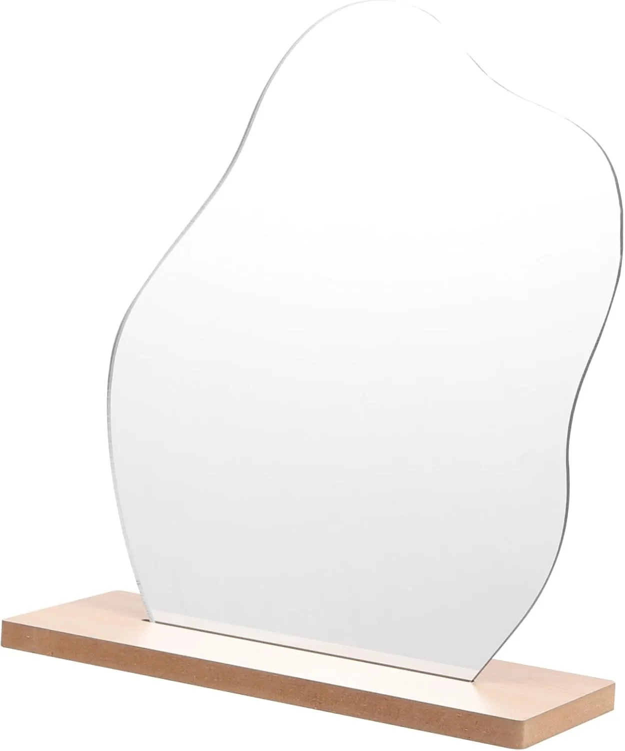 Irregular Aesthetic Tabletop Makeup Mirror with Wooden Stand Durable Lightweight Design for Bedroom Office Dressing Table High Definition Surface for Daily Use