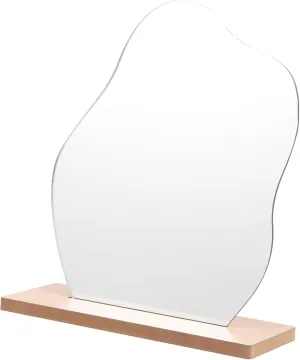 Irregular Aesthetic Tabletop Makeup Mirror with Wooden Stand Durable Lightweight Design for Bedroom Office Dressing Table High Definition Surface for Daily Use