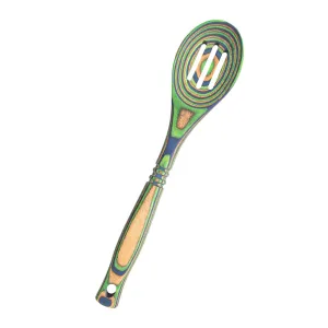 Island Bamboo 12" Pakka Wood Slotted Spoon Peacock