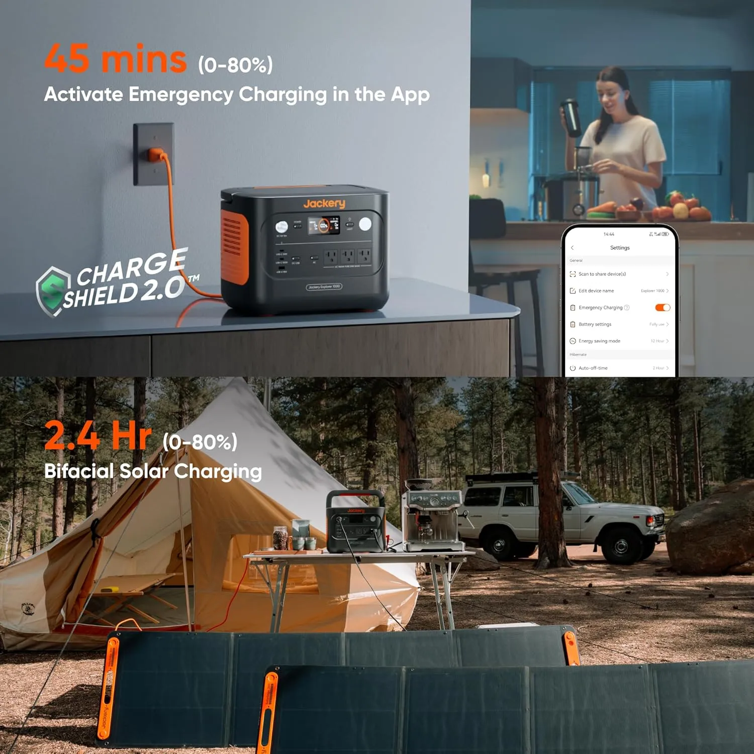 Jackery Explorer 1000 v2 Portable Power Station and Carrying Bag, 1070Wh LiFePO4 Battery,1500W AC/100W USB-C Output, 1 Hr Fast Charge, Solar Generator for for Outdoor, Camping