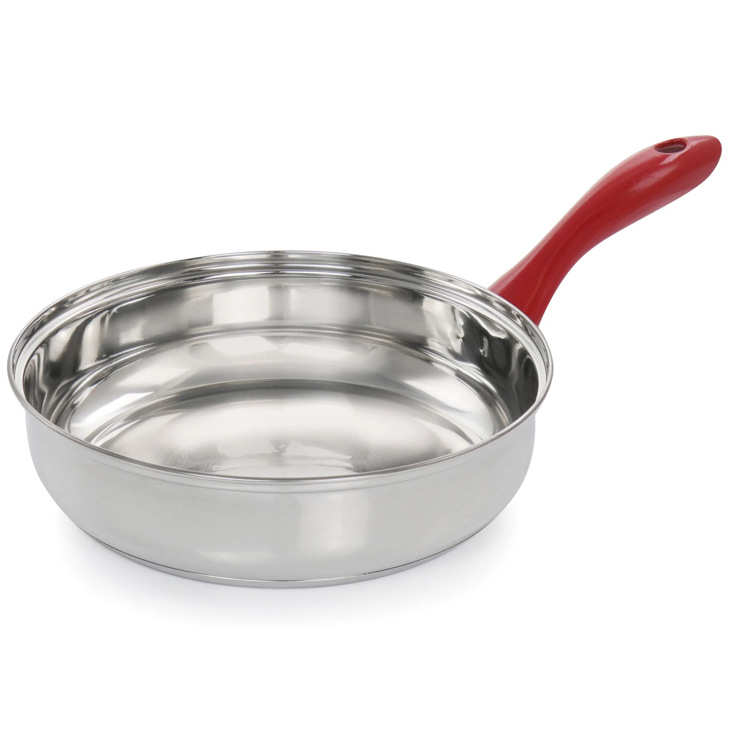 Jackson 7 Piece Silver Stainless Steel Cookware Set with Red Stay-Cool Handles