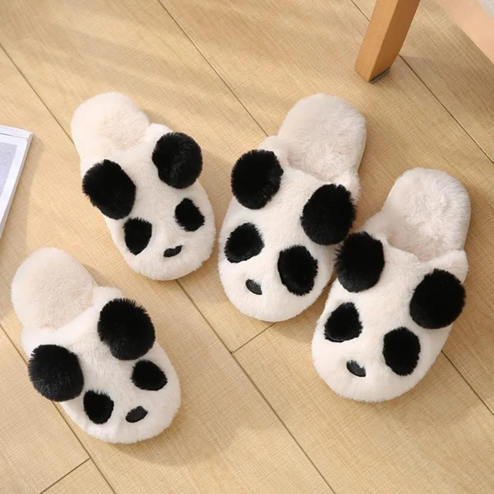 JadeRich Adults/Kids Cute Panda Thick Fleece Indoor Slippers Non-Slip Lightweight Home Shoes