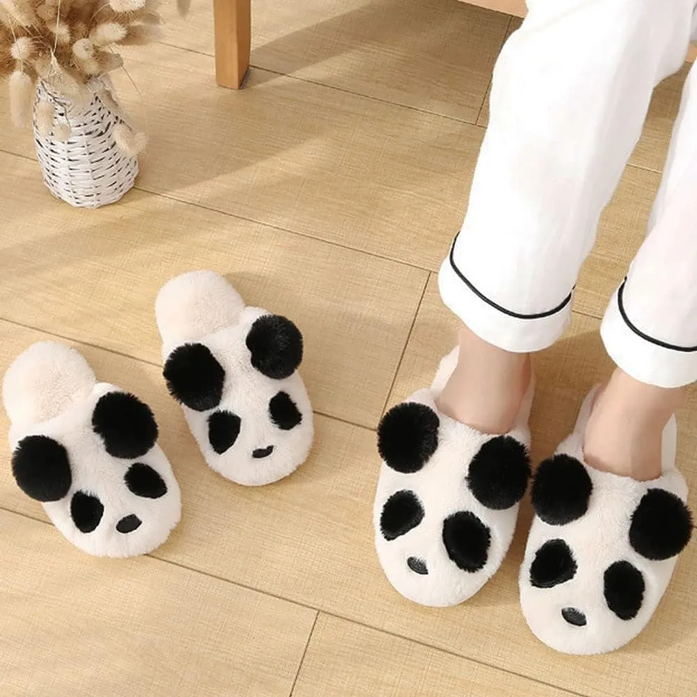 JadeRich Adults/Kids Cute Panda Thick Fleece Indoor Slippers Non-Slip Lightweight Home Shoes