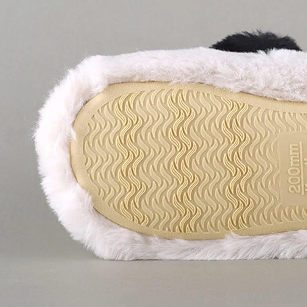 JadeRich Adults/Kids Cute Panda Thick Fleece Indoor Slippers Non-Slip Lightweight Home Shoes