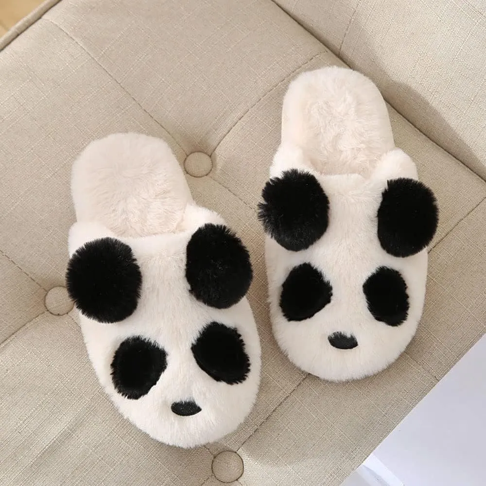 JadeRich Adults/Kids Cute Panda Thick Fleece Indoor Slippers Non-Slip Lightweight Home Shoes