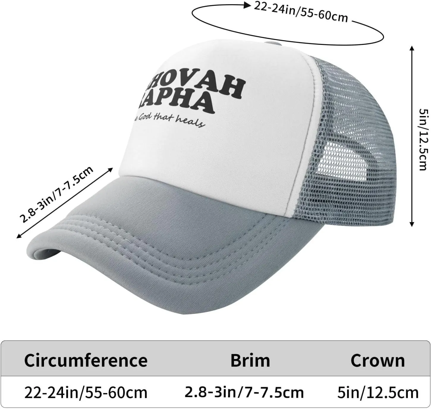 Jehovah Rapha The God Who Heals Trendy Mesh Baseball Cap Adjustable Dad Hat Trucker Hat for Women Men,Black