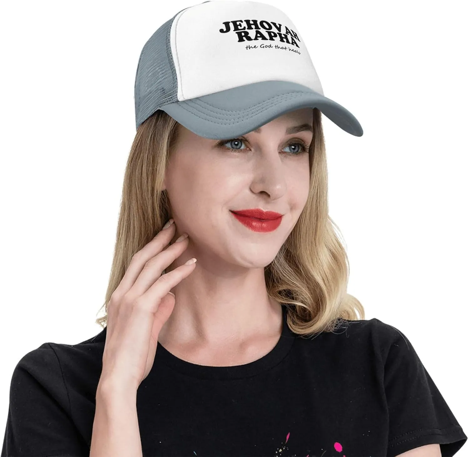 Jehovah Rapha The God Who Heals Trendy Mesh Baseball Cap Adjustable Dad Hat Trucker Hat for Women Men,Black