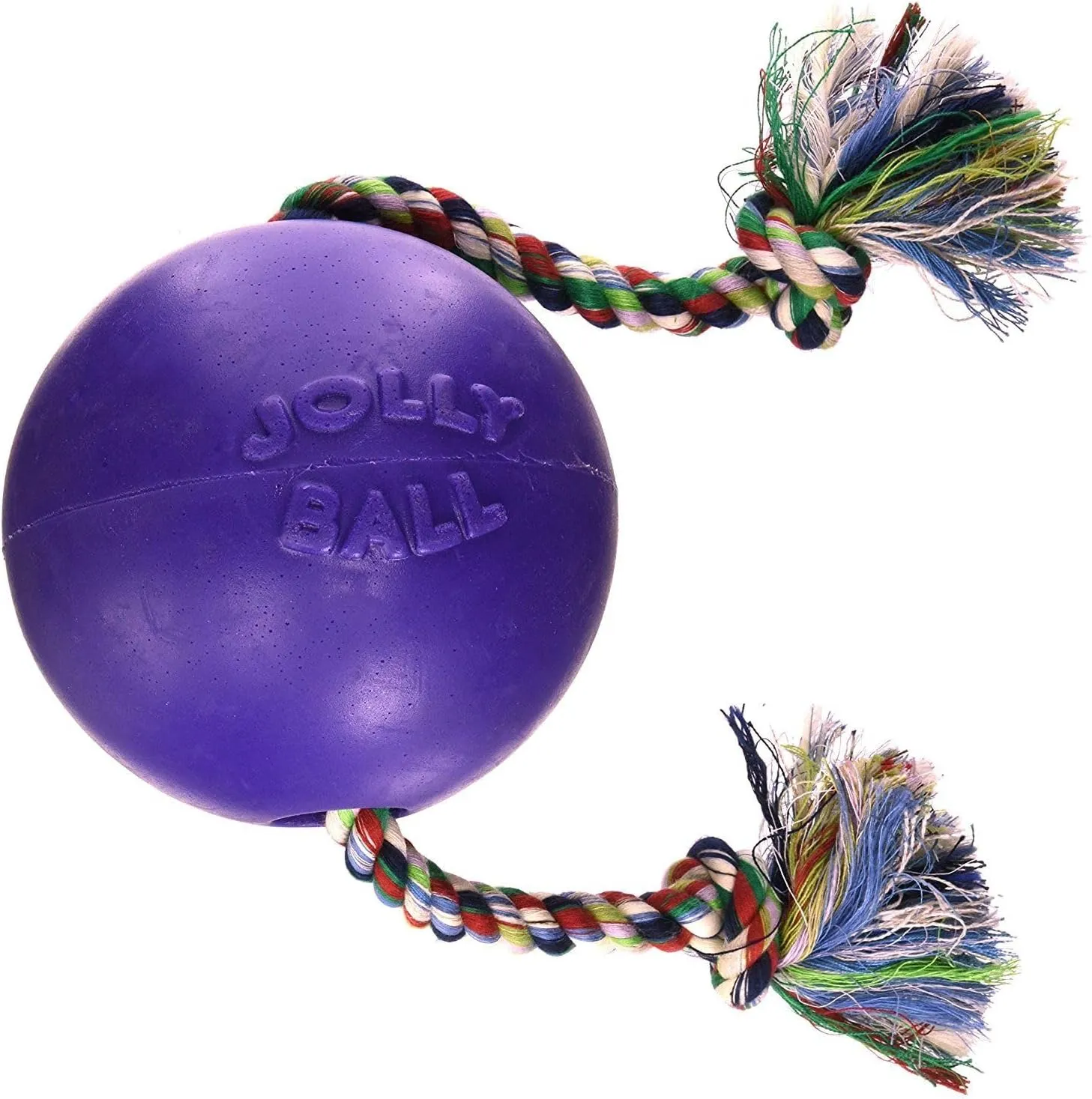 Jolly Pets Romp-n-Roll Rope and Ball Dog Toy, 4.5 Inches/Small, Purple, 4.5-Inch Romp-n-Roll, Purple