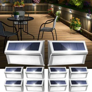 JSOT Solar Step Deck Lights for Outside Decorative - 10Pack Solar Stairs Lights Outdoor Waterproof for Yard Garden Landscape Pool Fence Step Wall 9 LED Beads Lighting