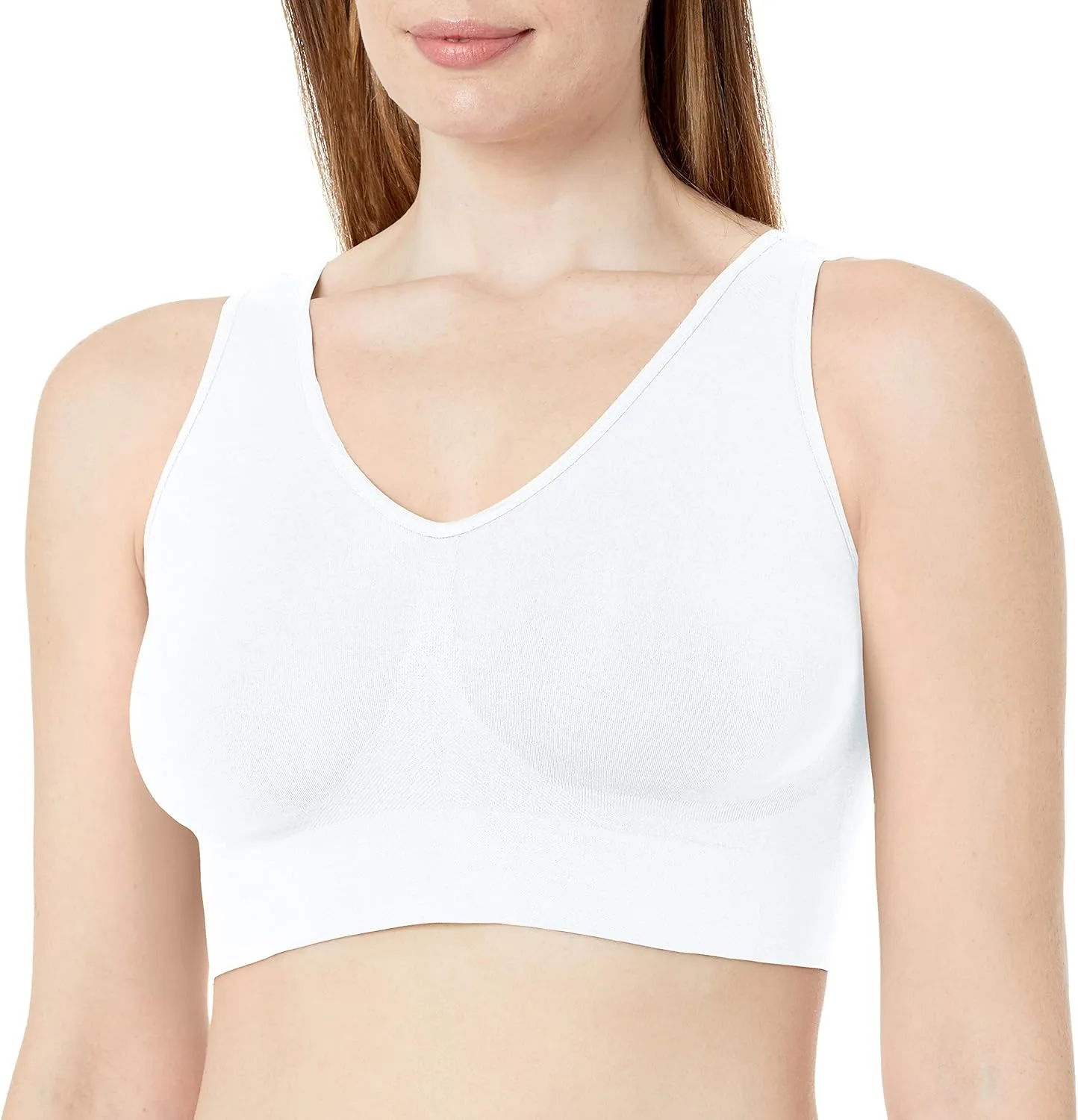 JUST MY SIZE Pure Comfort Seamless Wirefree Bra with Moisture Control (1263) White, 6X