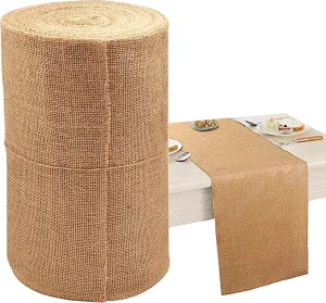 Jute Burlap Table Runner-12'' Wide x 20 Yards Long Burlap Fabric Roll Perfect for Weddings, Table-Runners, Farmhouse-Style Dining Room, Decorations & Crafts.