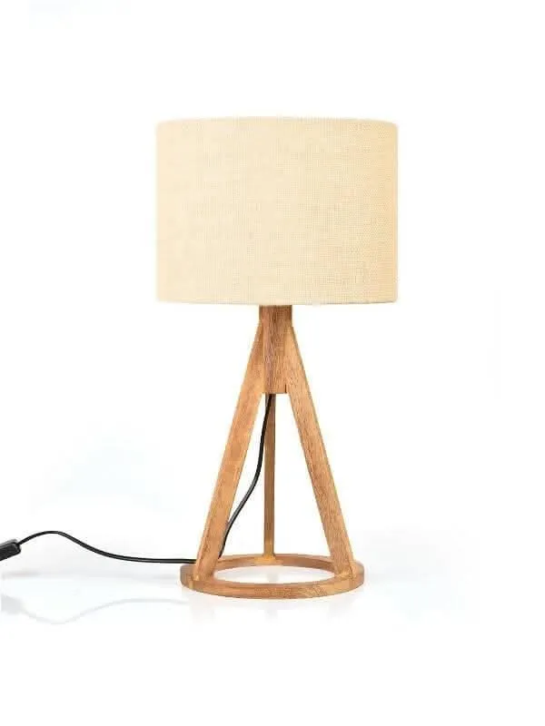 Jute White Trio Wooden Lamp