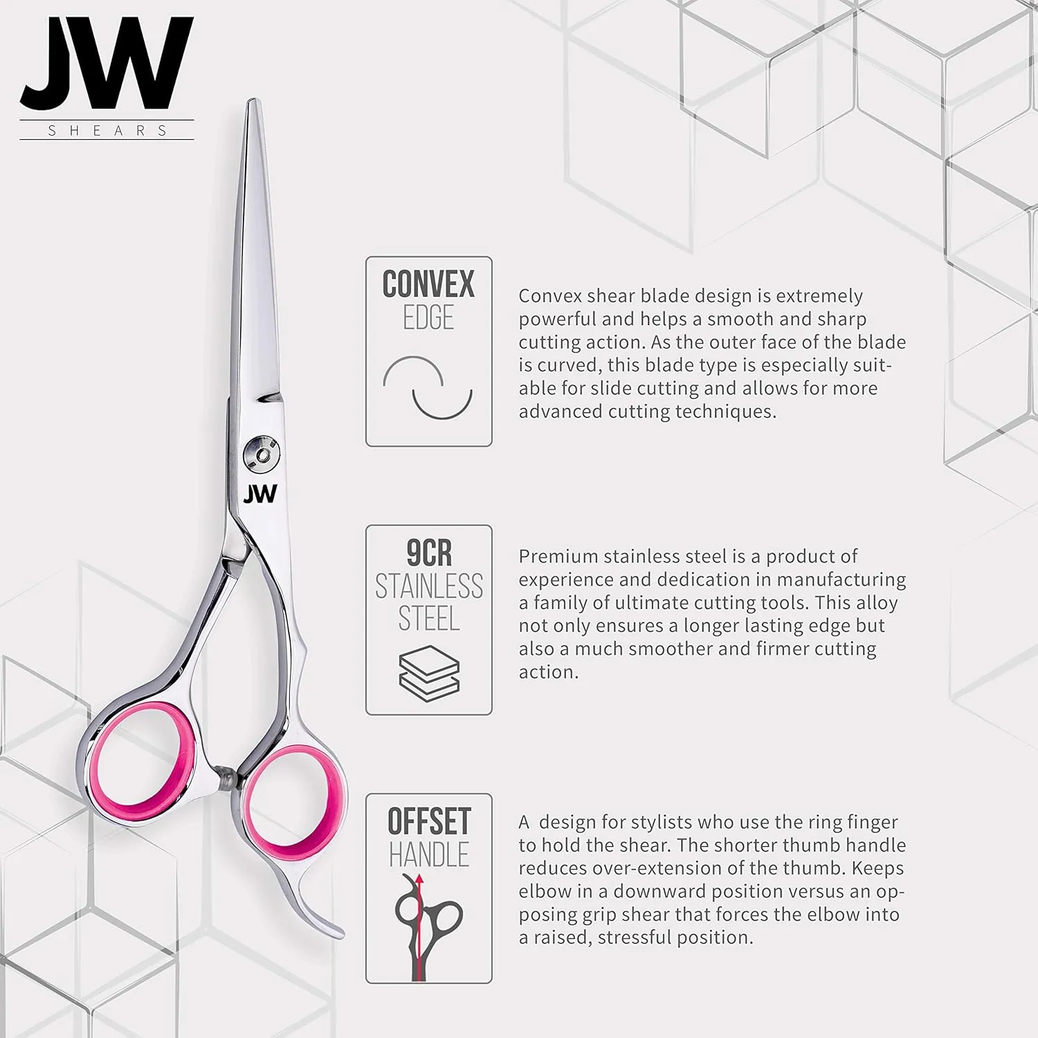 JW Professional Hair Cutting Scissors & Thinning Shear Set with Comb Set - Razor Edge Series