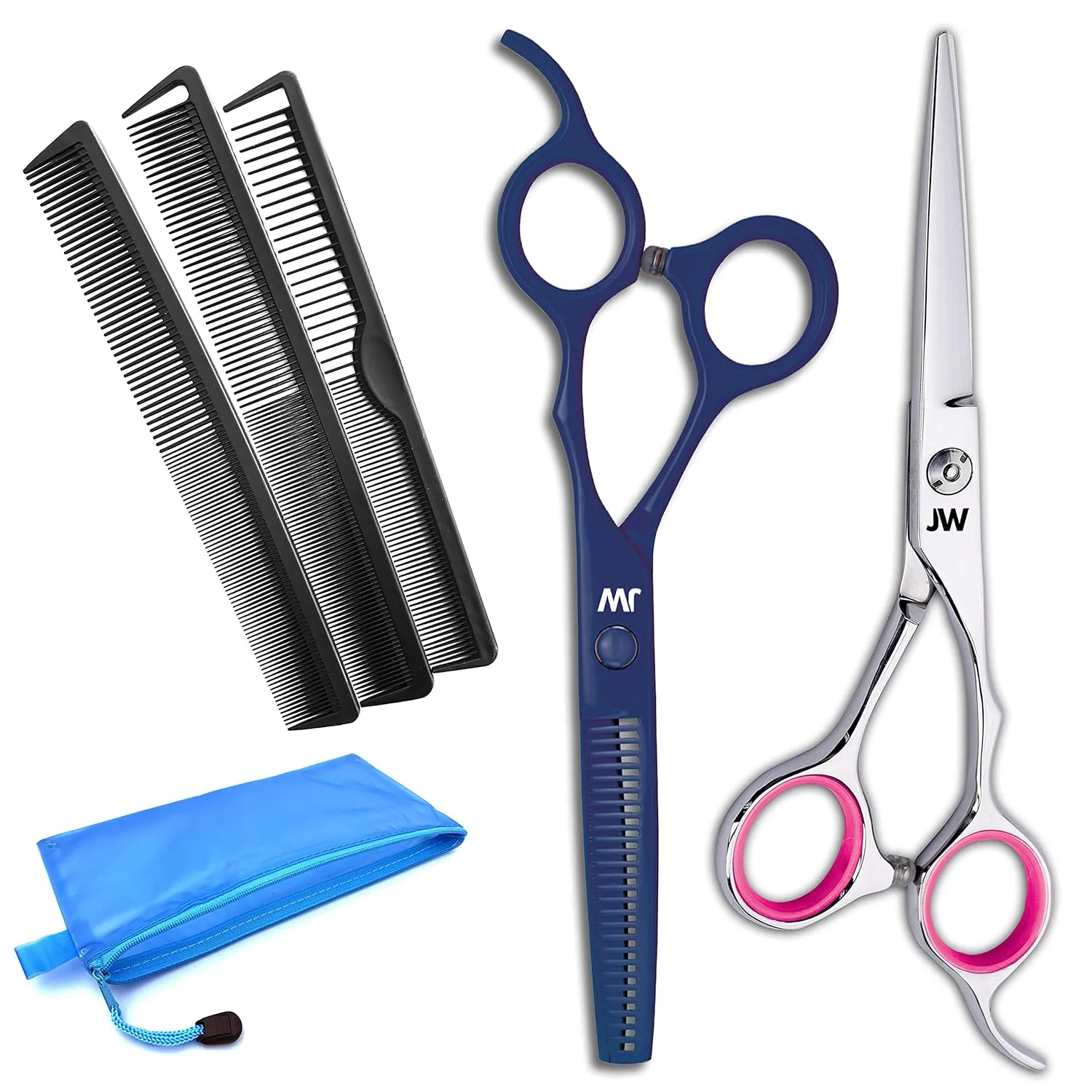 JW Professional Hair Cutting Scissors & Thinning Shear Set with Comb Set - Razor Edge Series