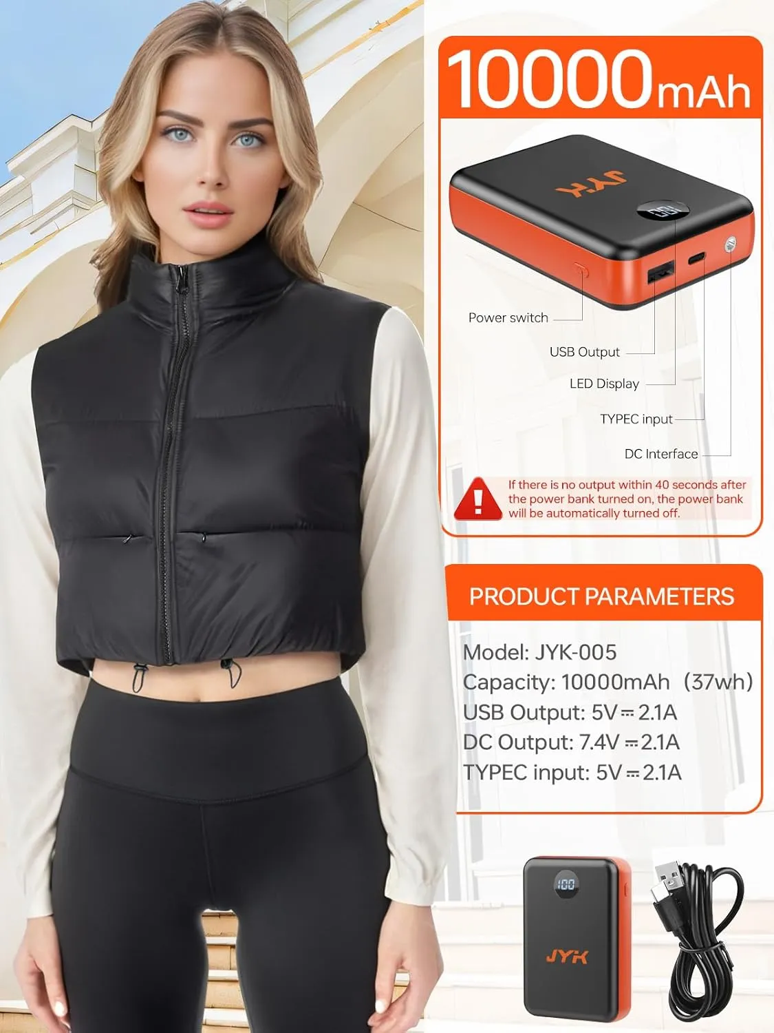 JYK Women's Heated Vest with Battery, Lightweight Heating Vest, Womens heated Coat