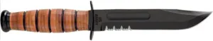 KA-BAR US Army, 7 in., Leather Handle, ComboEdge, Nylon Sheath