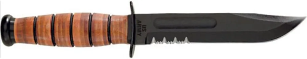 KA-BAR US Army, 7 in., Leather Handle, ComboEdge, Nylon Sheath