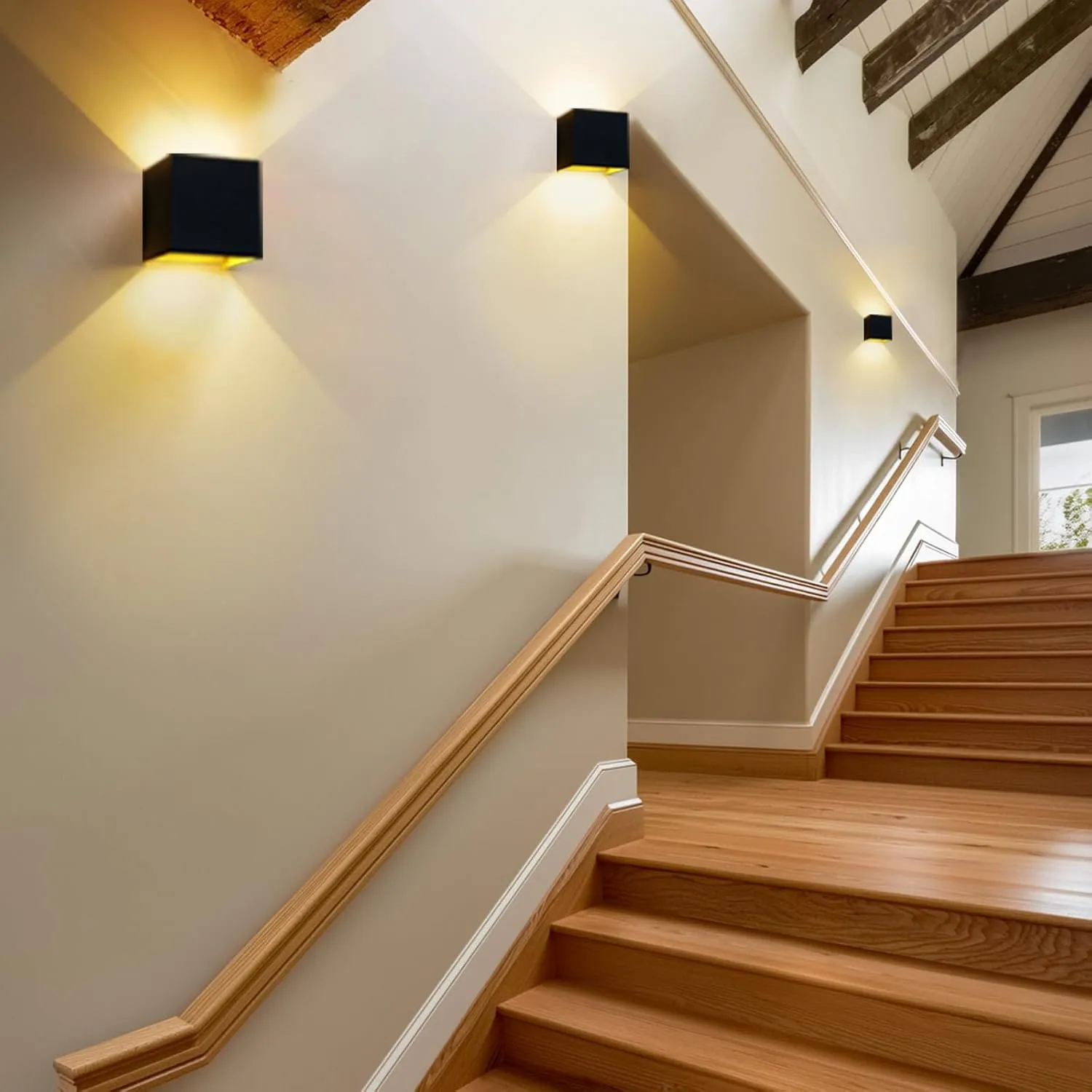 Kawell 24W Modern Wall Sconce Light LED Wall Lamp Waterproof IP65 Aluminum LED Wall Light Adjustable Beam Angle Indoor Outdoor for Bathroom Living Room Bedroom Hallway Corridor Stairs, Black 3000K