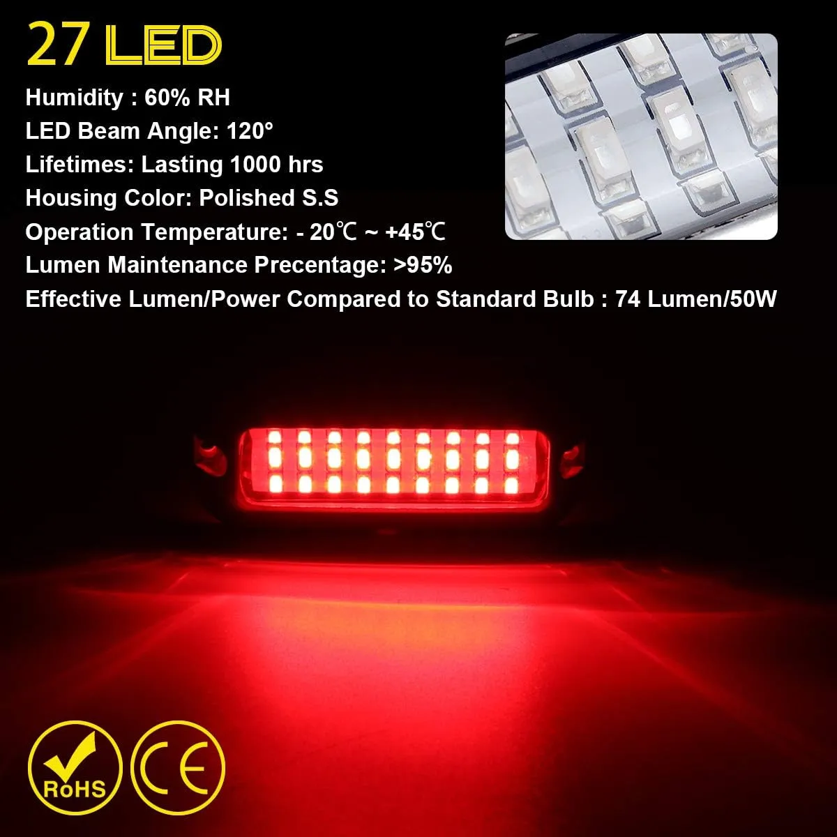 Kawell 27 LED LED Underwater Boat Yacht Lights Waterproof IP68 SUS316 Stainless Steel Pontoon Marine Transom Lights for Swiming Driving Fishing Red