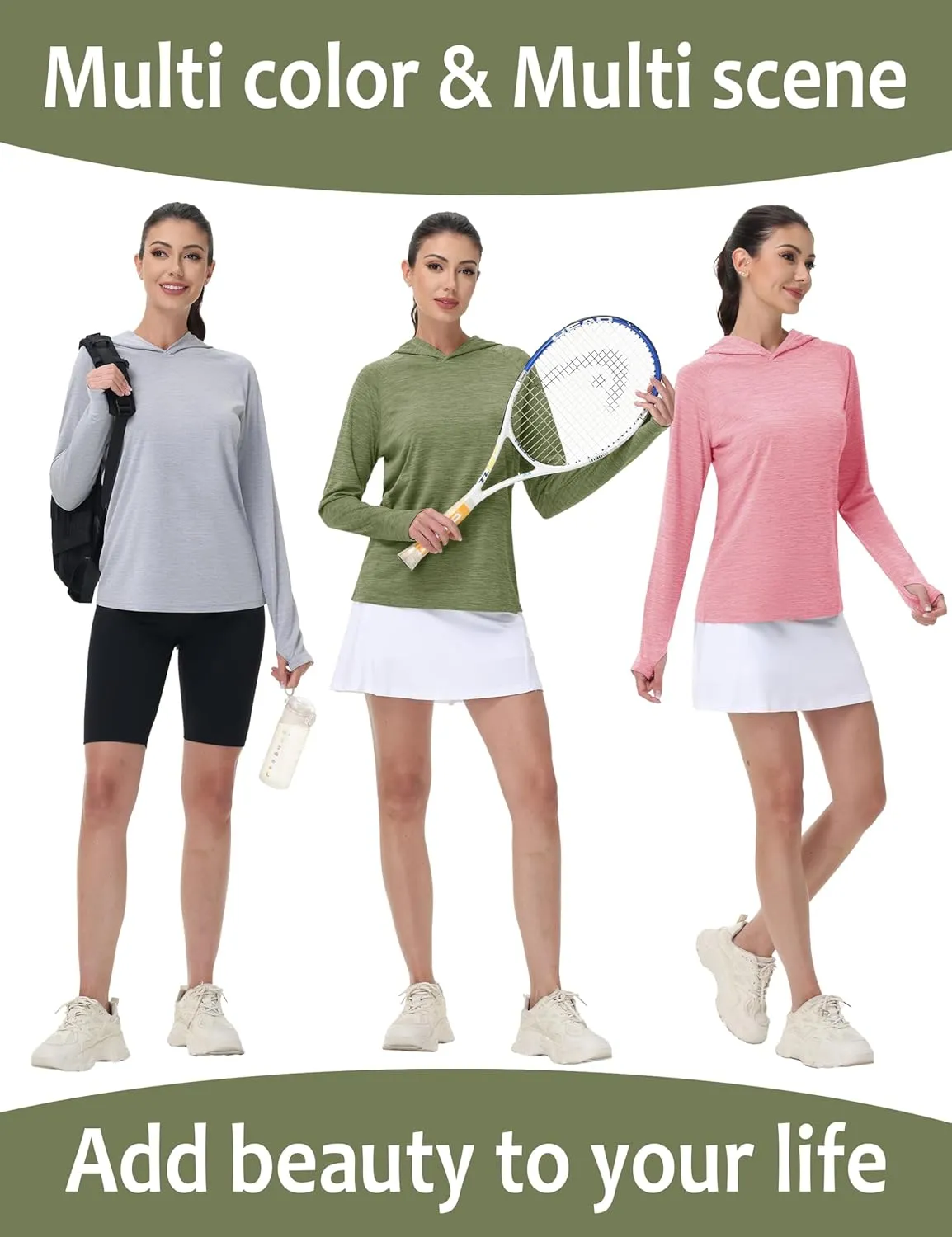 KEFITEVD Womens UPF 50  Sun Protection Hoodies UV Long Sleeve Shirts Lightweight Quick Dry Tops Hiking Fishing