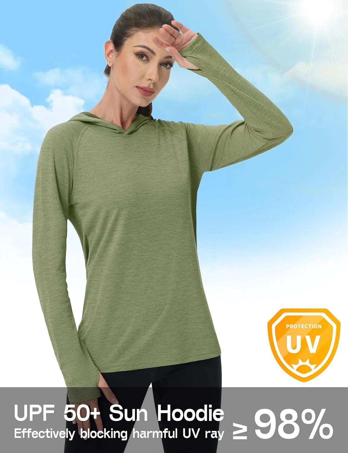 KEFITEVD Womens UPF 50  Sun Protection Hoodies UV Long Sleeve Shirts Lightweight Quick Dry Tops Hiking Fishing