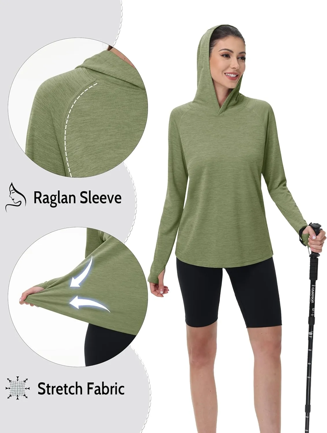 KEFITEVD Womens UPF 50  Sun Protection Hoodies UV Long Sleeve Shirts Lightweight Quick Dry Tops Hiking Fishing