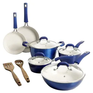 Kenmore Arlington 12 Piece Aluminum Ceramic Coated Nonstick Cookware Set in Meta