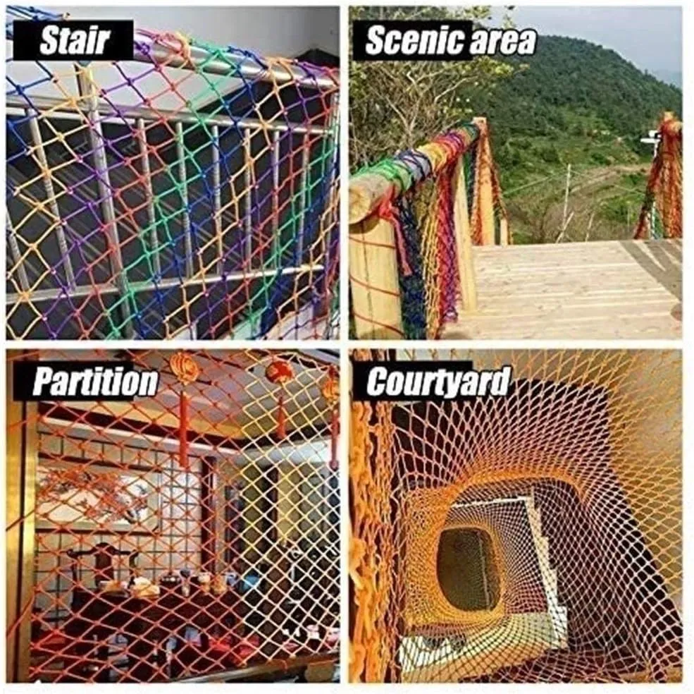 Kids Balcony Protection Netting, Climbing Safety Nets Fence Climbing Woven Rope Truck Cargo Trailer Netting Mesh Playground Railings Hammock Indoor Outdoor Ceiling (Size : 11m(33ft))
