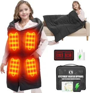 Kids Heated Blanket Battery Operated - Boys and Girls 7.4V DC Portable Wireless Cordless USB Heating Blanket for Outdoors