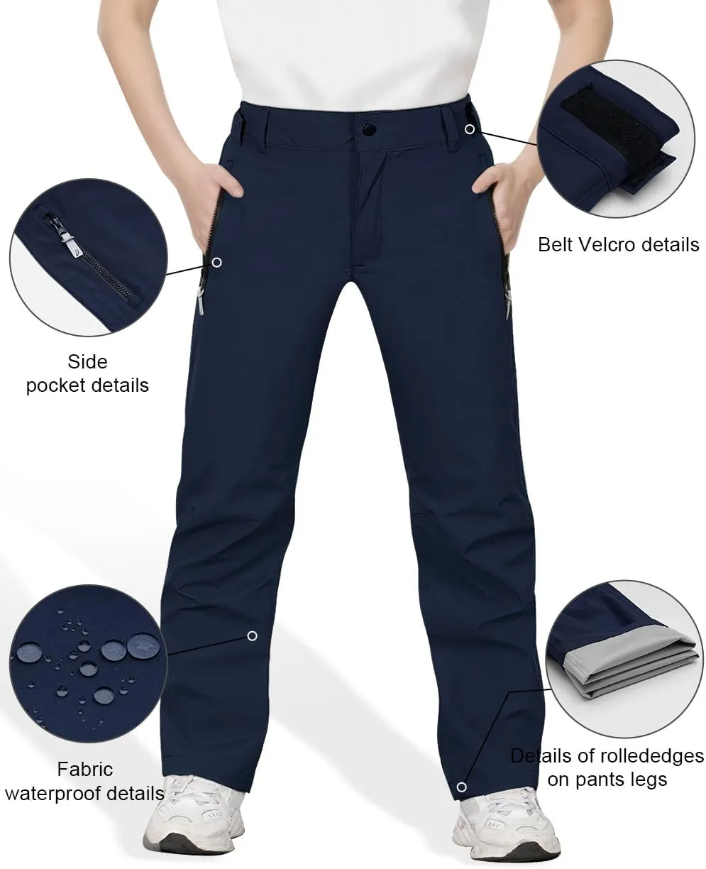 Kids Hiking Pants Waterproof Quick Dry Boys Camping Cargo Pant Lightweight Softshell Uniform Pants for Kid Girls