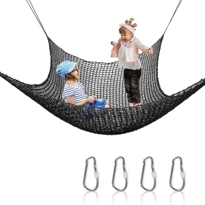 Kids Playground Net Play Safety Net Outdoor Backyard Treehouse Climbing Cargo Net Double Layers Climbing Rope Net DUSUYO Black Nylon(3.3FT*9.9FT)