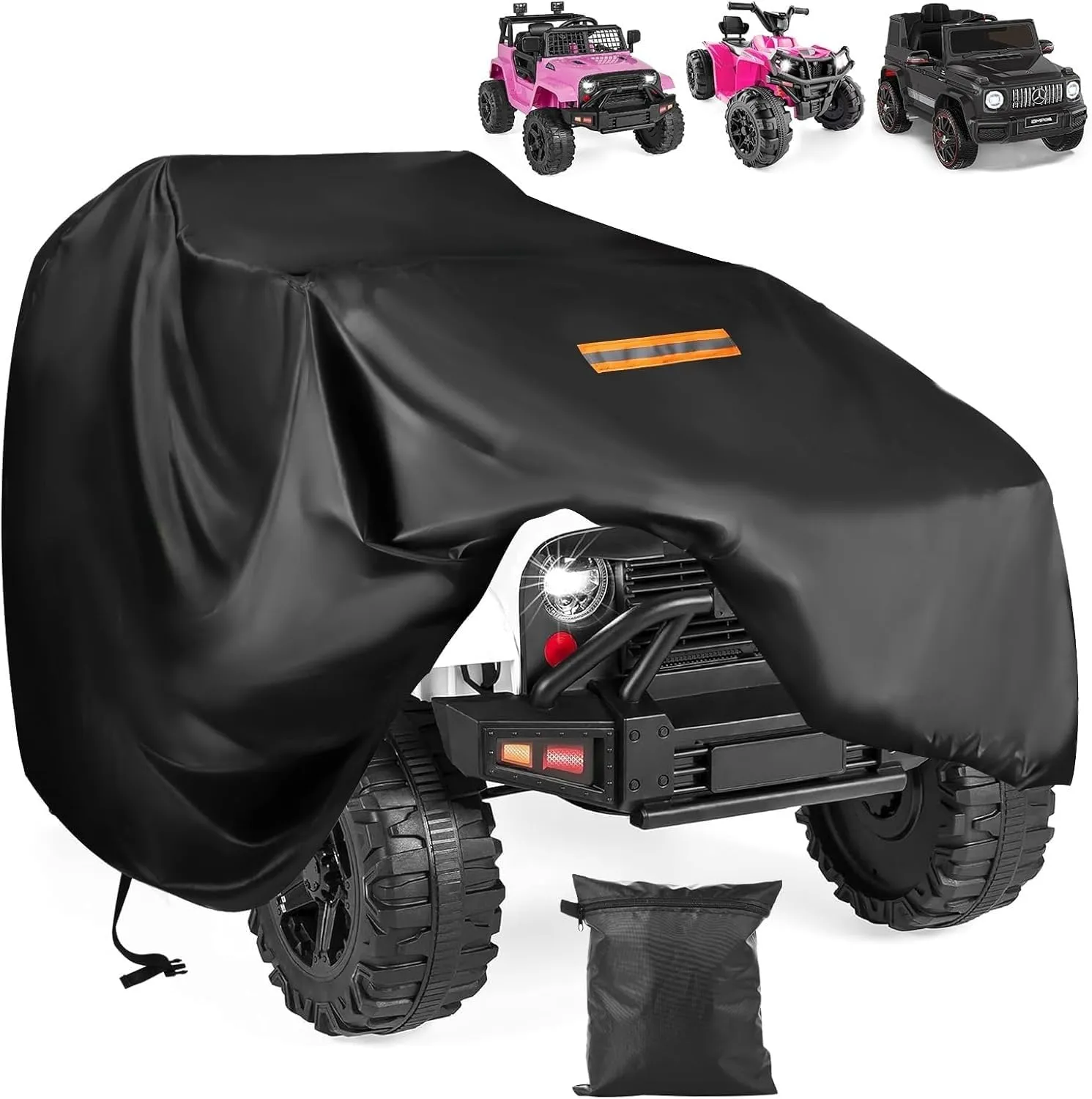 Kids Ride on Toy Car Cover with Reflective Strips,Universal Fit Waterproof Windproof All Weather Protection,Outdoor Cover for Power Wheels Jeep & Toddler Electric Vehicles